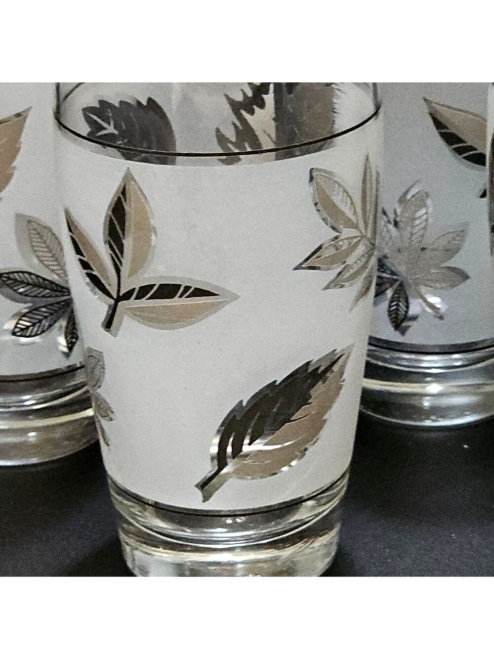 4 Libbey Silver Foliage Tumblers Glasses 5.5" vintage 10oz mid century Foliage f - Picture 2 of 7